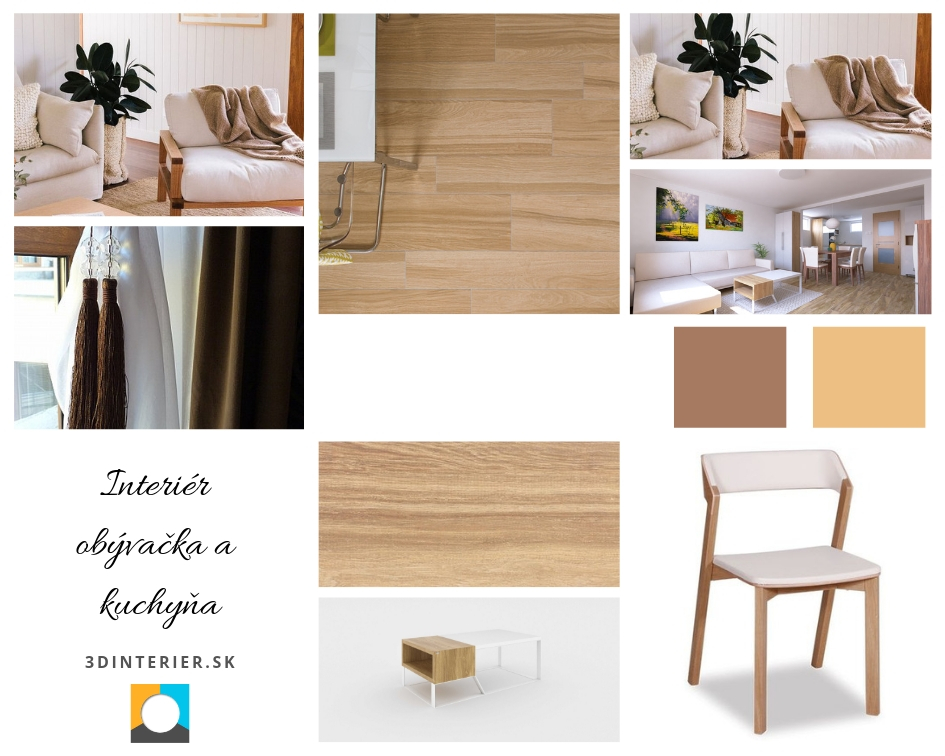 návrh interiéru moodboard výber materiálov