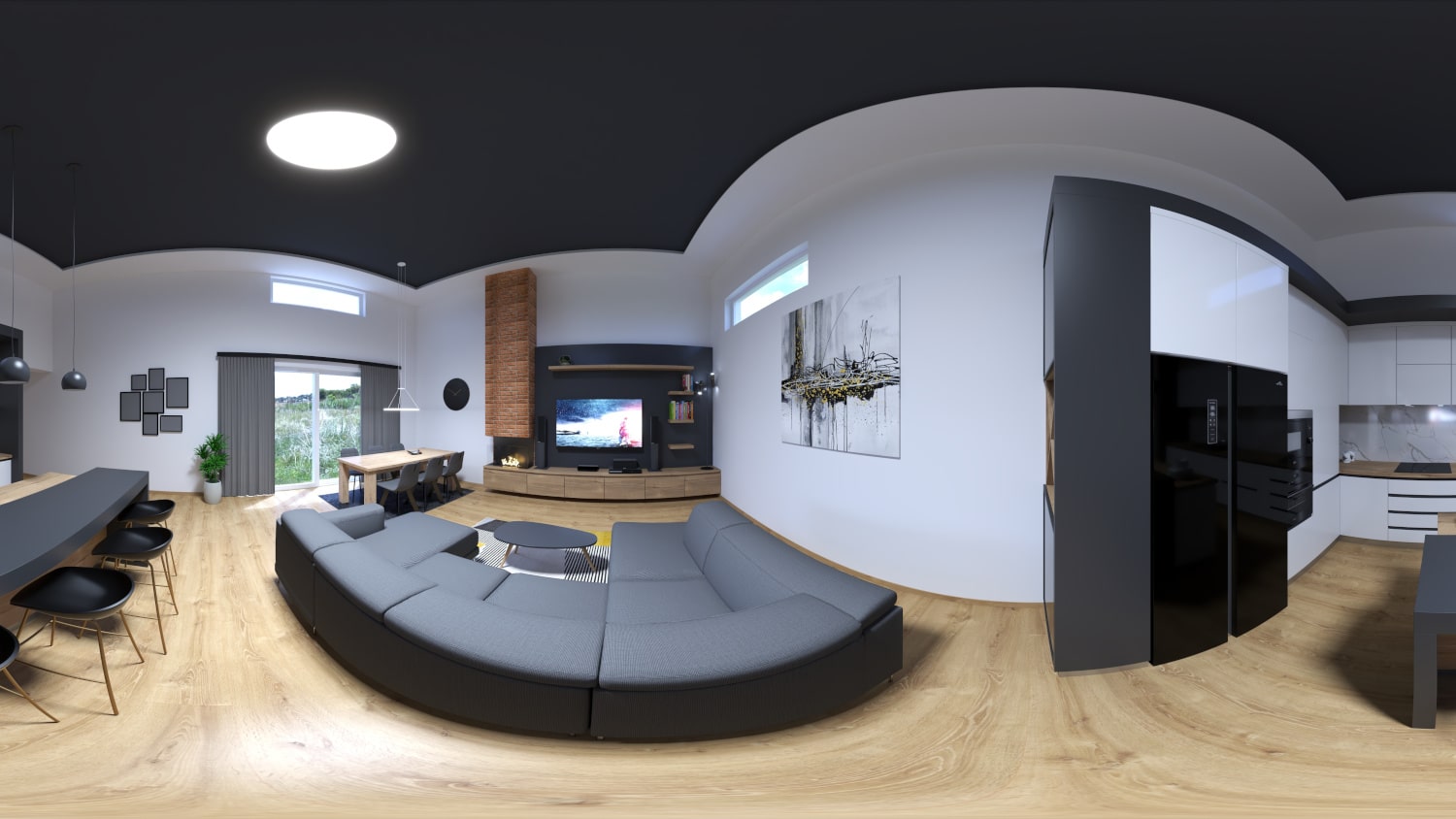 Virtuálna prehliadka – Interiér s vysokým stropom KOL