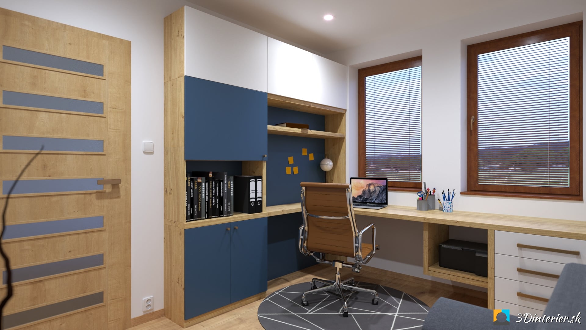 Home Office 2 – Indigová Modro Biela Pracovňa